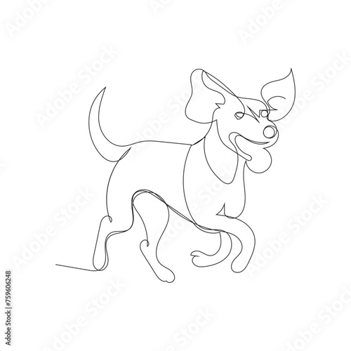 dog one line art logo design icon