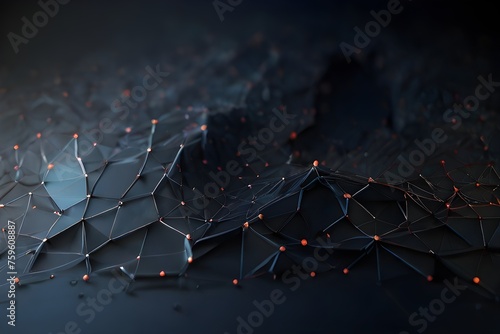Abstract polygonal space low poly dark background with connecting dots and lines. Connection structure. Science background. Futuristic polygonal background. Triangular background. Generative AI