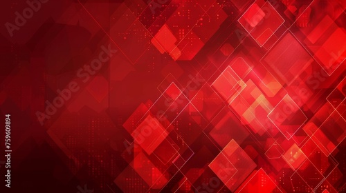 Red Abstract Background with Connected Lines and Dots