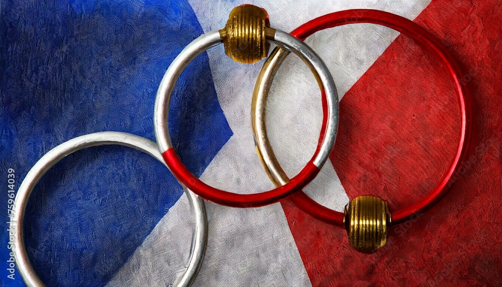 Olympic Harmony: Rings Atop Abstract Digital Background Olympic Harmony: Rings Atop Abstract Digital Background