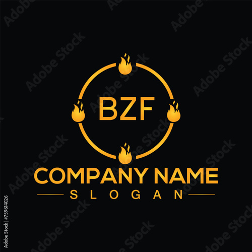 Handwritten BZF letters logo design with vector photo