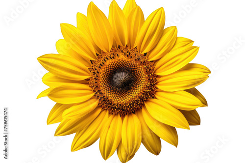 Large Yellow Sunflower With Black Center. on a White or Clear Surface PNG Transparent Background.