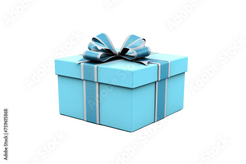 Blue Gift Box With Bow. on a White or Clear Surface PNG Transparent Background. © Usama