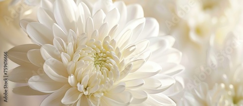 Close-up of gorgeous white chrysanthemum