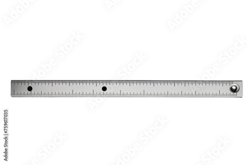 Metal Ruler on White Background. on a White or Clear Surface PNG Transparent Background.