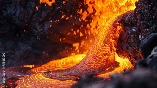 Obraz na płótnie Fiery lava flow