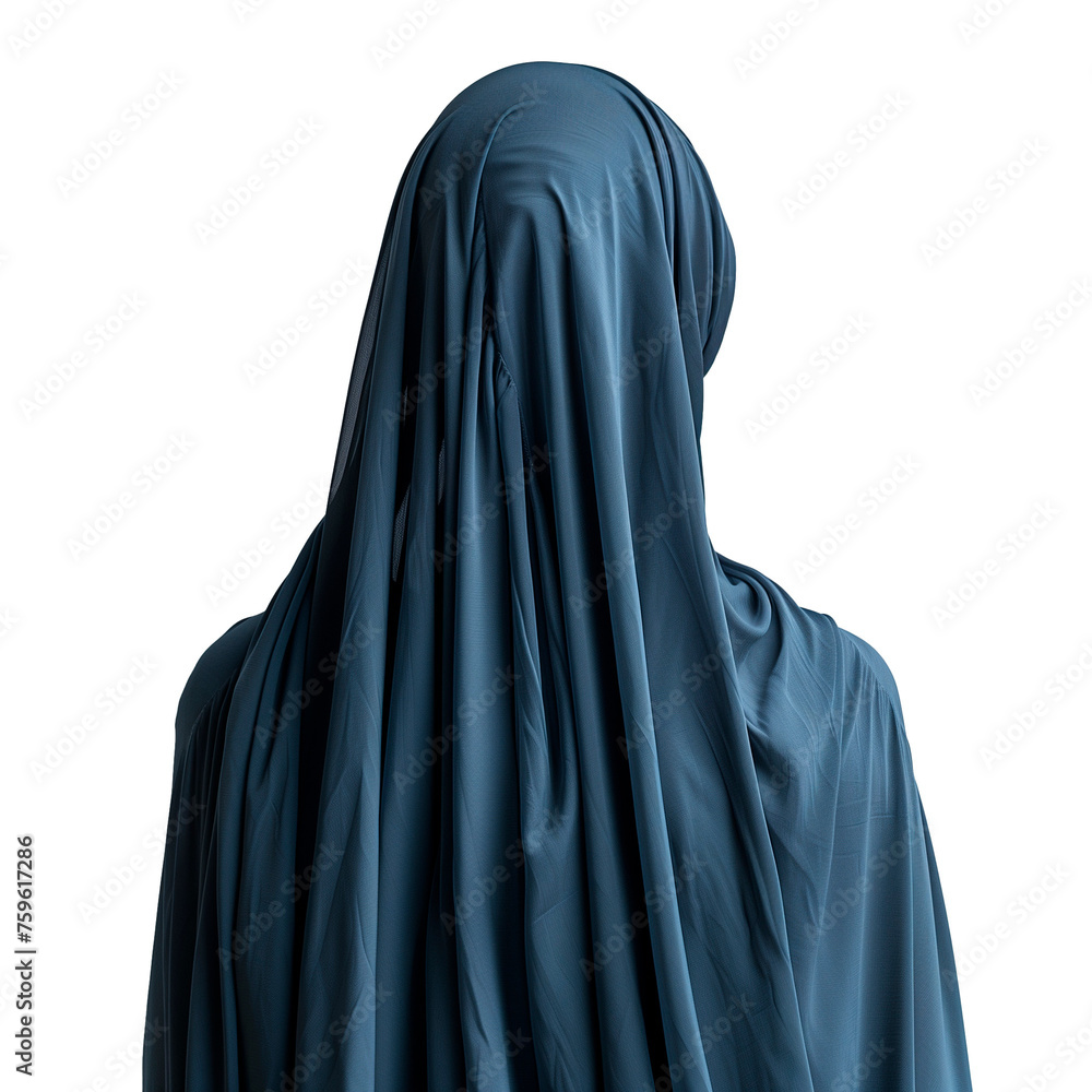 Rear view of veiled Muslim woman, aislada fondo transparente, PNG. Rear view of veiled Muslim woman, aislada fondo transparente, PNG.