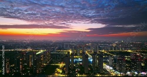 Wallpaper Mural Aerial forward shot of city skyline and environmental landscape in the suburbs of Shanghai Torontodigital.ca
