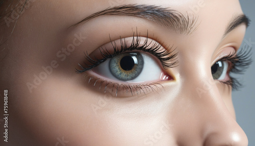 close up of eye with make up beautiful background 