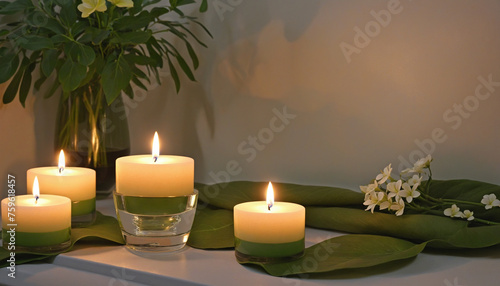 Relaxation in nature candlelight, flower, aromatherapy, freshness, tranquility colorful by colorful