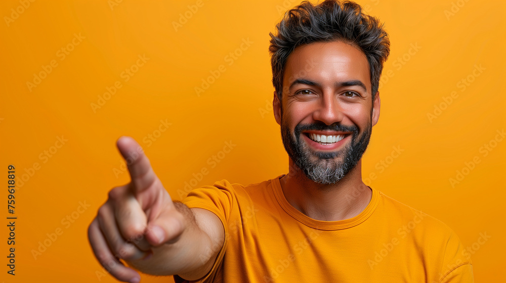 Online Offer. Smiling indian man pointing at copy space . Online Offer. Smiling indian man pointing at copy space .
