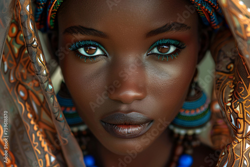 Beauty portrait of a young African woman with piercing eyes 