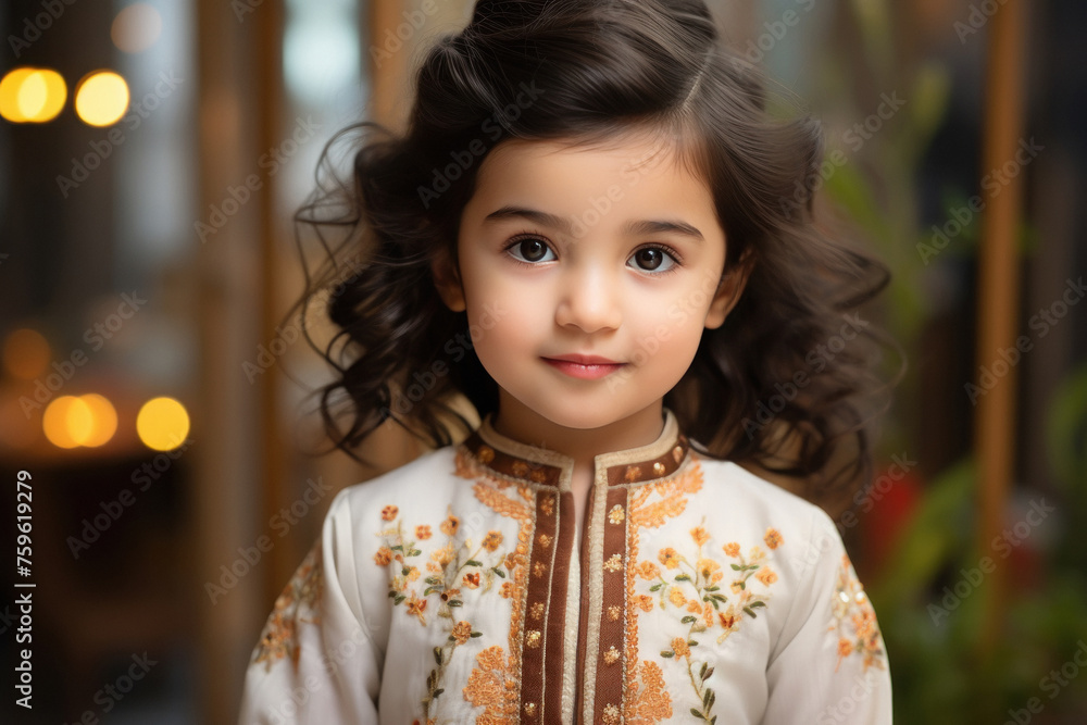 Cute indian little girl child in traditional kurti