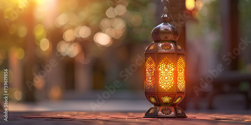 Arabic Lantern on Ramadan Kareem background