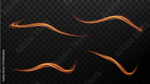 Golden curved light line, rope, tape. Smooth festive gold line png with light effects. Element for your design, advertising, postcards, invitations, screensavers, websites, games.	