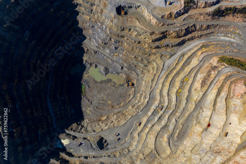 Aerial view of Rosia Poieni open pit copper mine, Romania photo