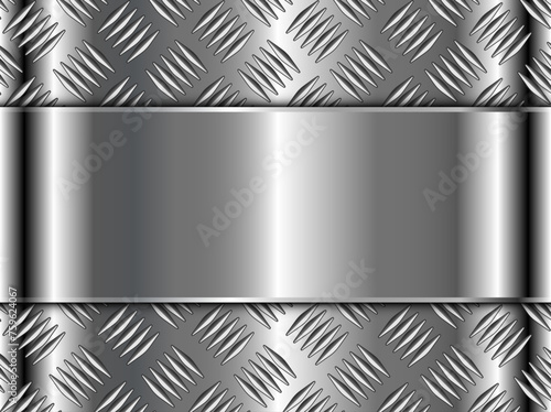 Metallic shiny background with technology diamond plate pattern, steel metal lustrous texture as industrial background.