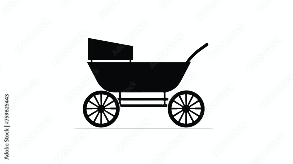 Pushcart vector icon. on a Flat design style  silloutte