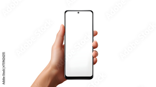 Hand Holding Phone with Blank Screen on Transparent Background, PNG Design Element - Hand Edited Generative AI