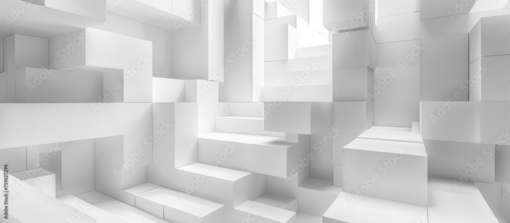 Abstract white installation interior background with cube shape Abstract white installation interior background with cube shape