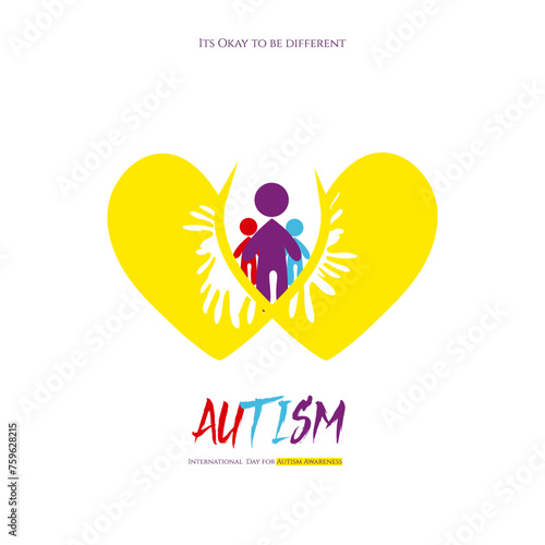Kids Care, Family, Charity Vector Logo Emblem Design Template For Autism Awareness