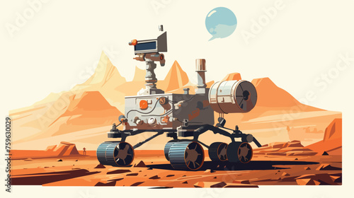 Space rover explores surface of planet. Surface lan