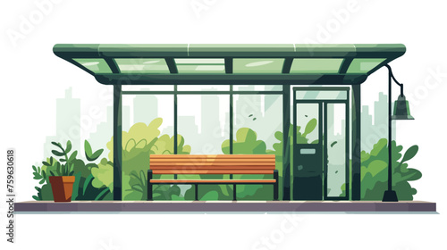 Subway stop shelter flat clipart vector illustration
