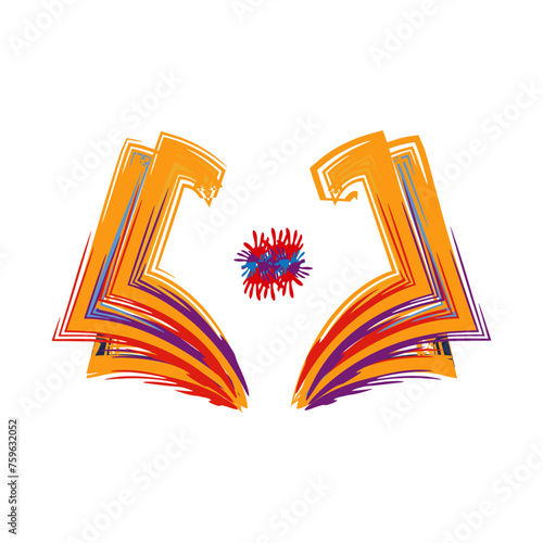 Book Logo Design Concept With Joyful Hands Celeberation Vector, Autism Awareness Concept