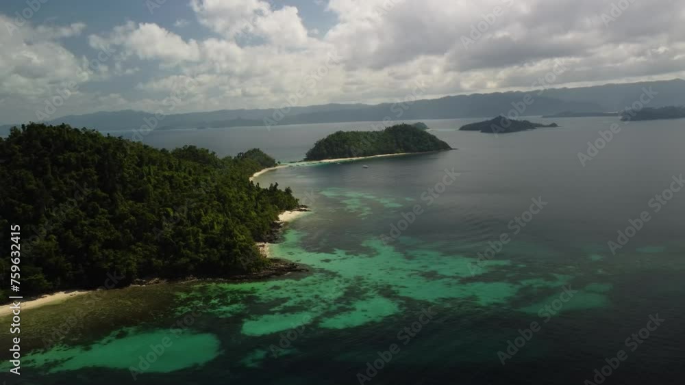 Aerial video over the coconut forests and beaches of Palawan Aerial video over the coconut forests and beaches of Palawan
