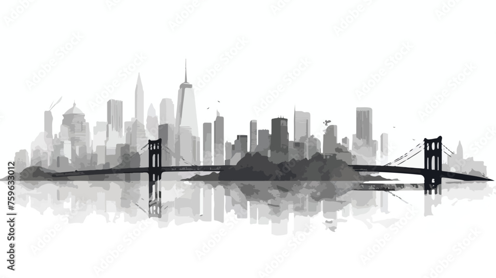 Vector conceptual urban illustration. big city poll - obrazy, fototapety, plakaty 