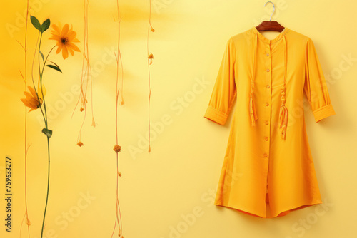 women dress or Kurtis on yellow background photo