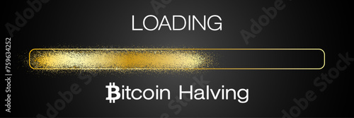 Vector of a loading bar for Bitcoin halving. Reward for Bitcoin cryptocurrency mining is cut in half in 2024 concept.