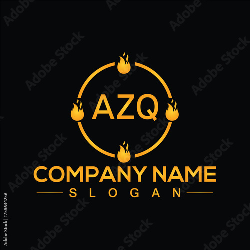 Minimal Initial AZQ Logo Design with Handwriting Style Vector and Illustration