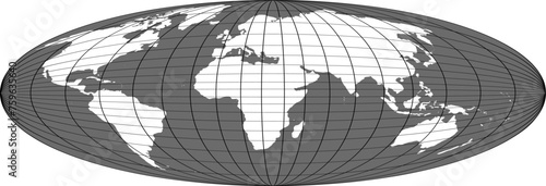 Vector world map with grid.