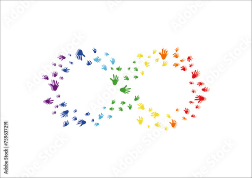 Creative Infinity Shape Logo Design With Logo Element Of Hands' Illustrations