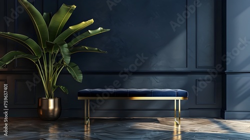 Art Deco Splendor Luxurious Interior Design with Metallic Furnishings and Exotic Plants