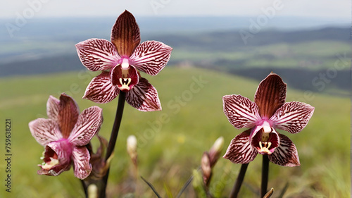 Burnt-tip orchid flowers Neopine pustulate  in the Kaiserstuhl hills endangered species in Germany photo