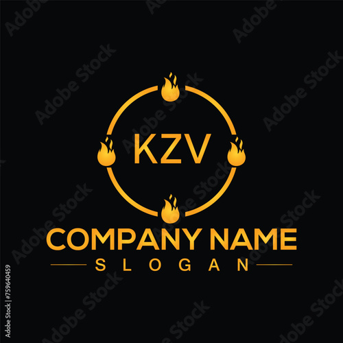 Initial monogram KZV letter logo design template