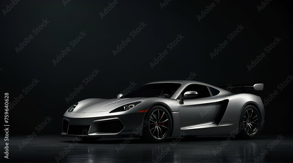 Generic and unbranded sport car on a dark background. generative.ai