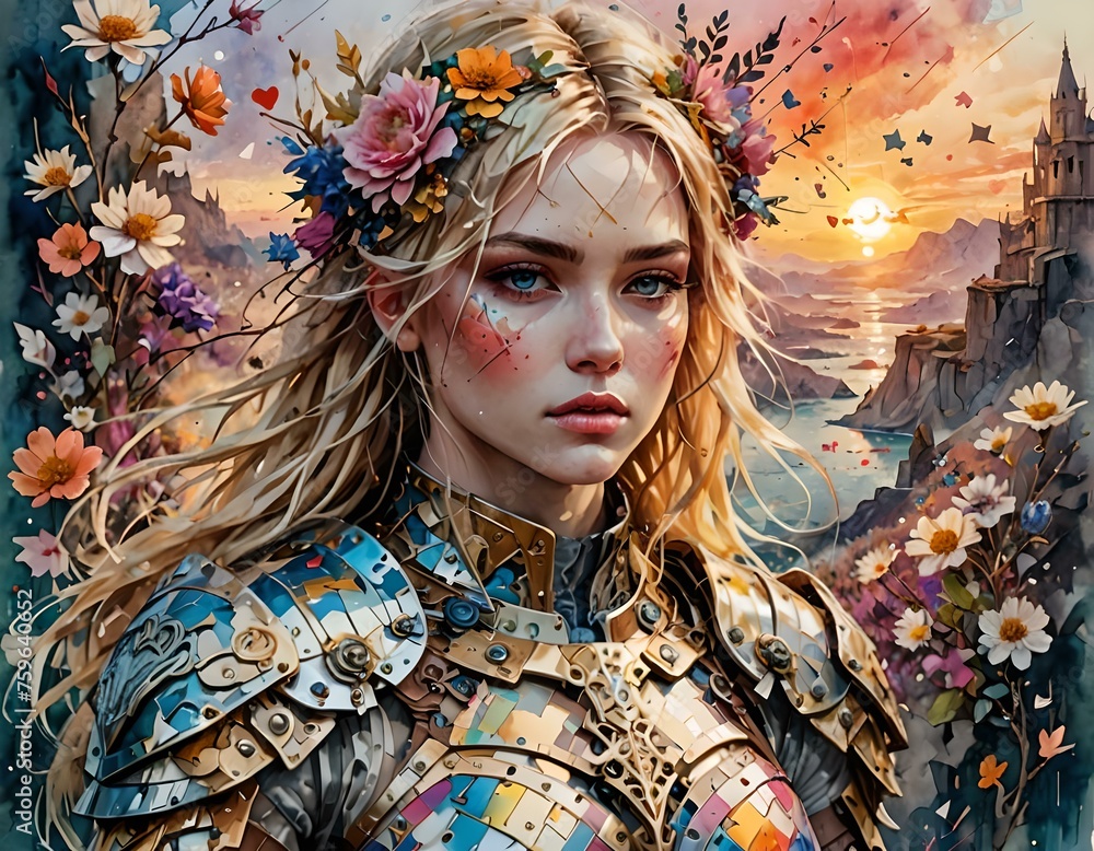 Naklejka premium portrait of a woman with flowers