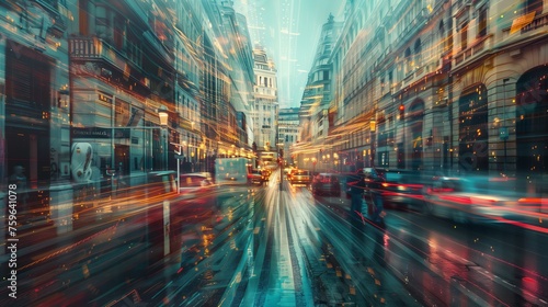 European city exploration and adventure movement and the vibrancy of city life  contrasting elements like ancient architecture versus modern street art in a trendy blur style