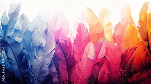 Abstract background of colorful feathers