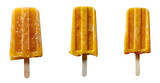 Yellow popsicle set PNG. Popsicle PNG. Orange popsicle on stick isolated. Fruit popsicle top view PNG. Orange popsicle flat lay PNG