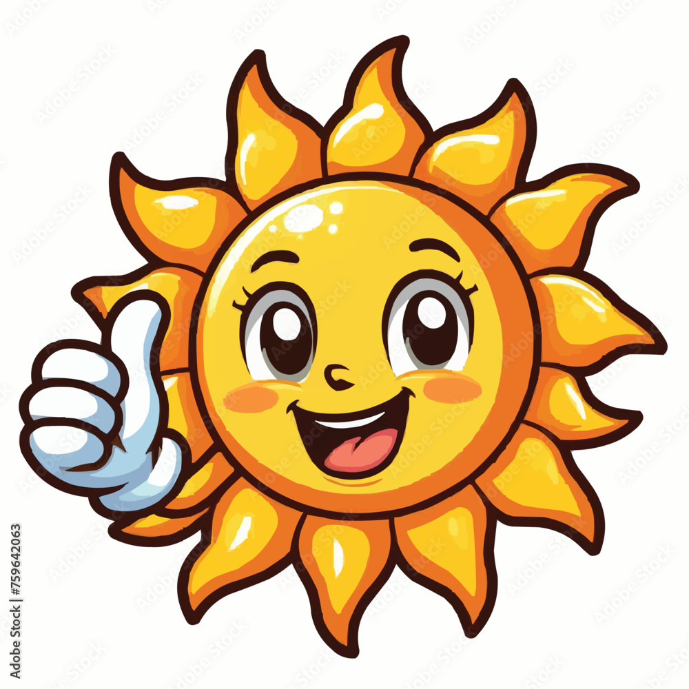 Smiling Sun Cartoon Mascot Character
