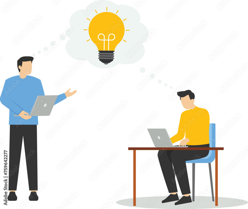 Brainstorming concept for creating ideas and innovation for future, Team work concept Meeting for comment, lamp developer, banner flat Vector illustration design Brainstorming concept for creating ideas and innovation for future, Team work concept Meeting for comment, lamp developer, banner flat Vector illustration design