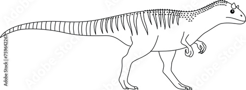 Allosaurus coloring page. Cute flat dinosaur isolated on white background