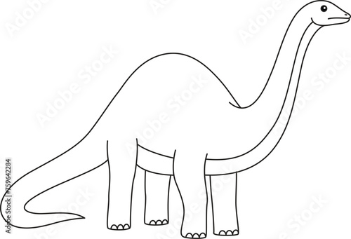 Brontosaurus coloring page. Cute flat dinosaur isolated on white background