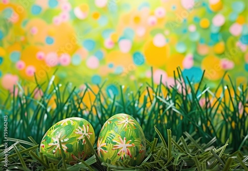 easter eggs in grass on the grass