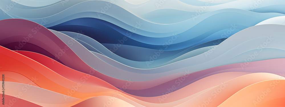 Fototapeta premium Abstract Wavy Landscape in Blue and Orange