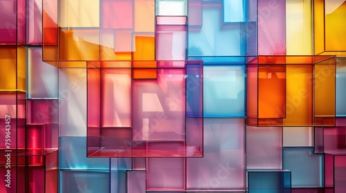 Abstract minimalistic geometric background made of colorful glass